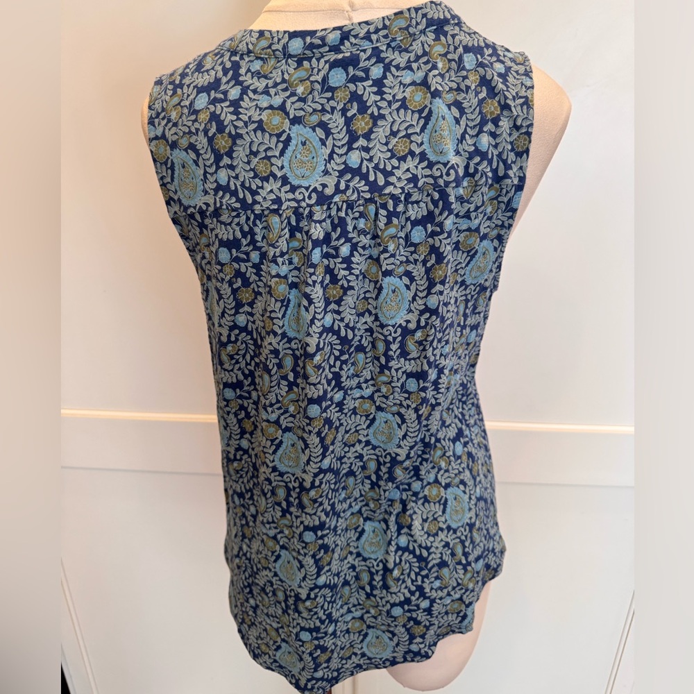 Luck Brand Floral Blue Sleeveless Top - Picture 3 of 5
